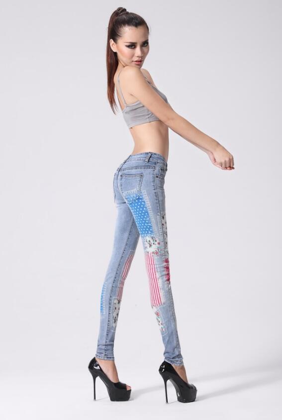 SZ60210 print skinny pants woman boyfriend jeans for women embroidered jeans